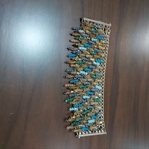 Wide cuff beaded bracelet with magnetic closure